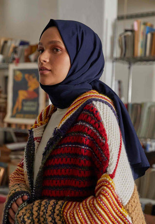 Cotton Viscose Hijab Deep Navy Blue