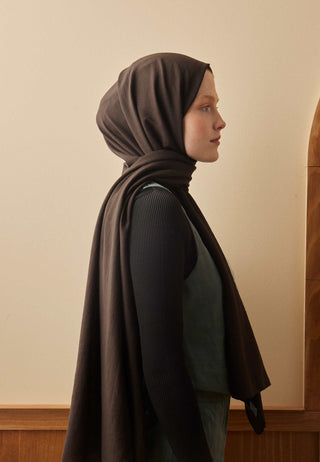 Cotton Crinkle Hijab Deep Brown