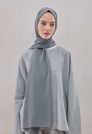Medina Silk Hijab Metallic Gray
