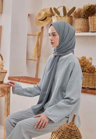 Medina Silk Hijab Metallic Gray