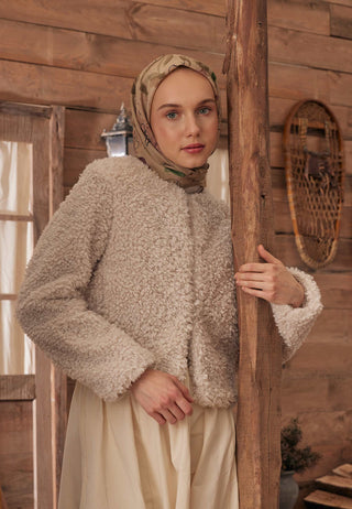 Hera Patterned Cotton Silk Scarf Earth