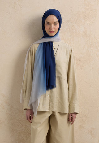 Modal Degrade Hijab Navy Silver