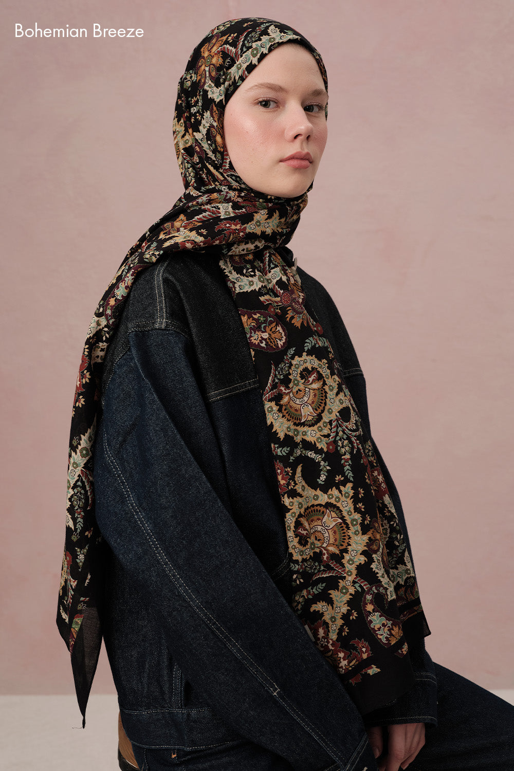 Modal Silk Blend Bohemian Breeze Reina Shawl Hijab - Metallic Grey main image 0