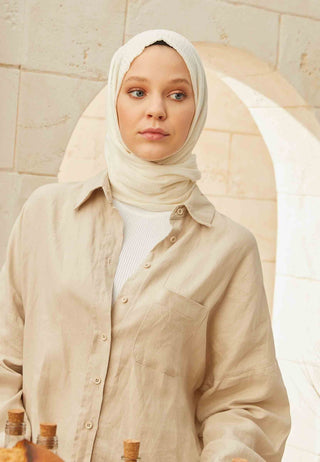 ORGANİK PAMUK ŞAL KIRIK BEYAZ