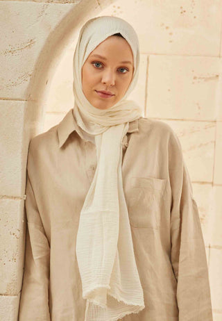 ORGANİK PAMUK ŞAL KIRIK BEYAZ