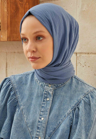 ORGANİK PAMUK ŞAL KOYU MAVİ