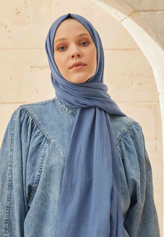 ORGANİK PAMUK ŞAL KOYU MAVİ