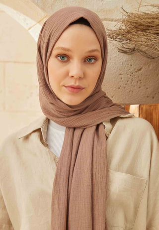 ORGANİK PAMUK ŞAL KOYU VİZON