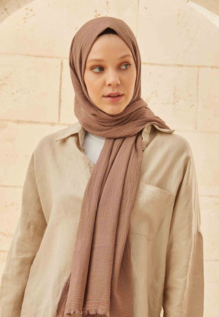 ORGANİK PAMUK ŞAL KOYU VİZON