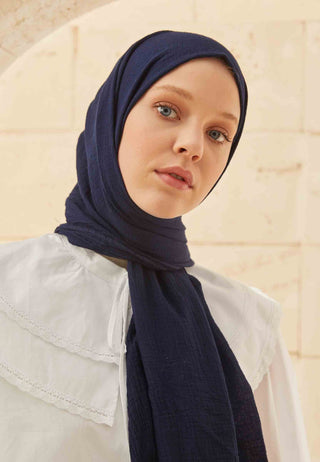 Organic Cotton Hijab Navy Blue