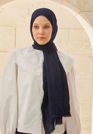 Organic Cotton Hijab Navy Blue