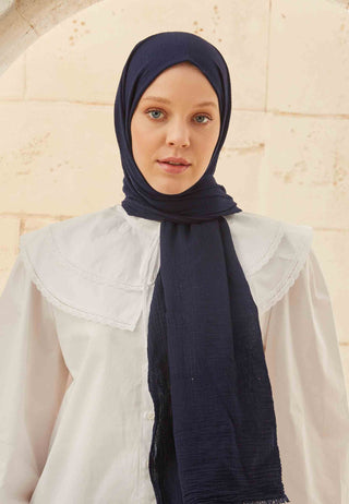 Organic Cotton Hijab Navy Blue