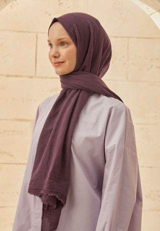 ORGANİK PAMUK ŞAL PATLICAN MORU