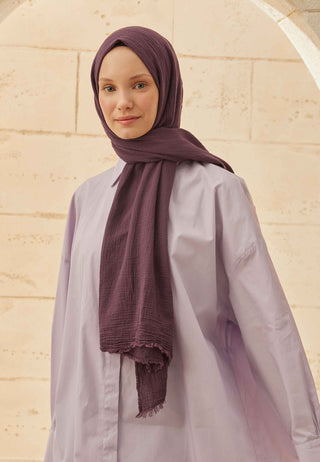 ORGANİK PAMUK ŞAL PATLICAN MORU