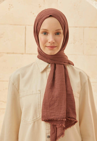Organic Cotton Hijab Reddish Brown