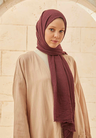 ORGANİK PAMUK ŞAL BORDO