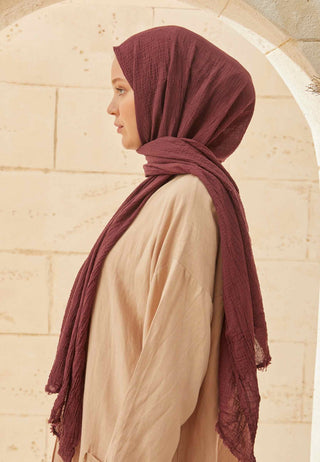 ORGANİK PAMUK ŞAL BORDO