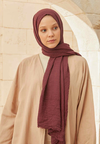 ORGANİK PAMUK ŞAL BORDO