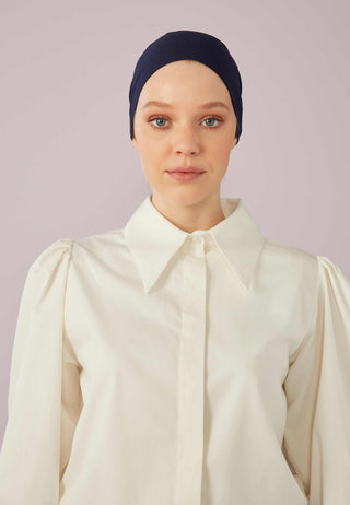 Mesh Seamless Plain Cap Navy Blue