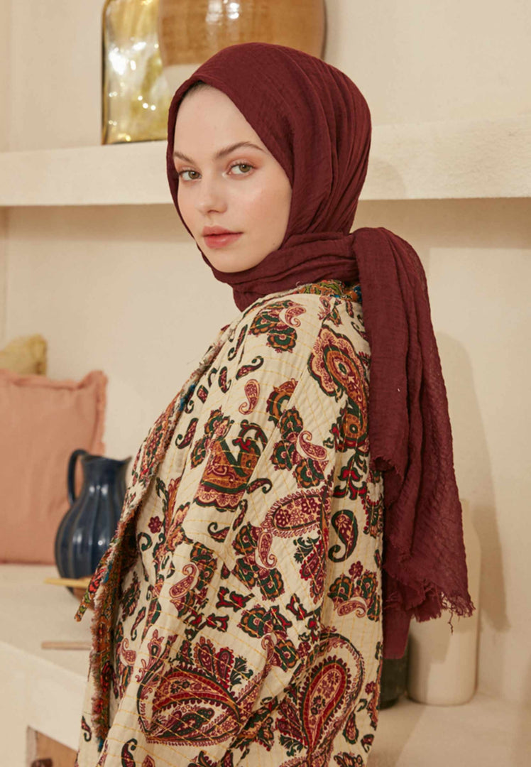 Crinkle Cotton Hijab Cherry