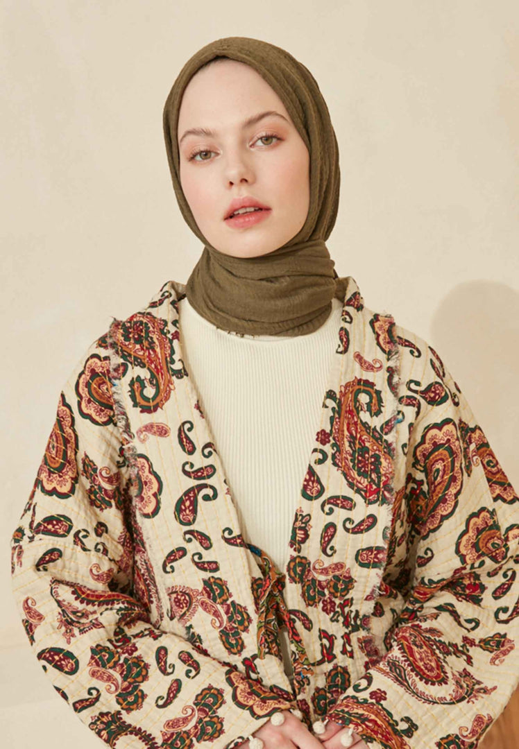 Crinkle Cotton Hijab Khaki