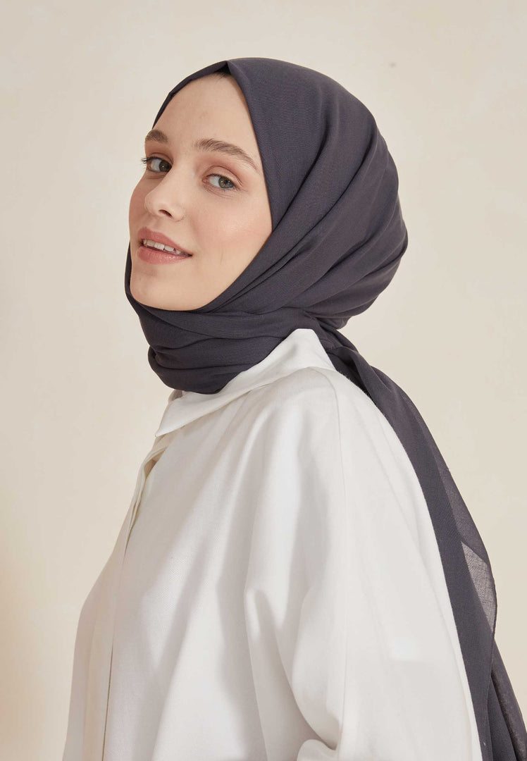 Thin Cotton Voile Hijab Anthracite