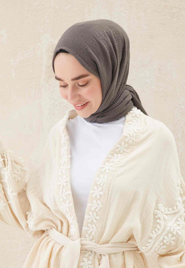 Crinkle Cotton Hijab Medium Grey