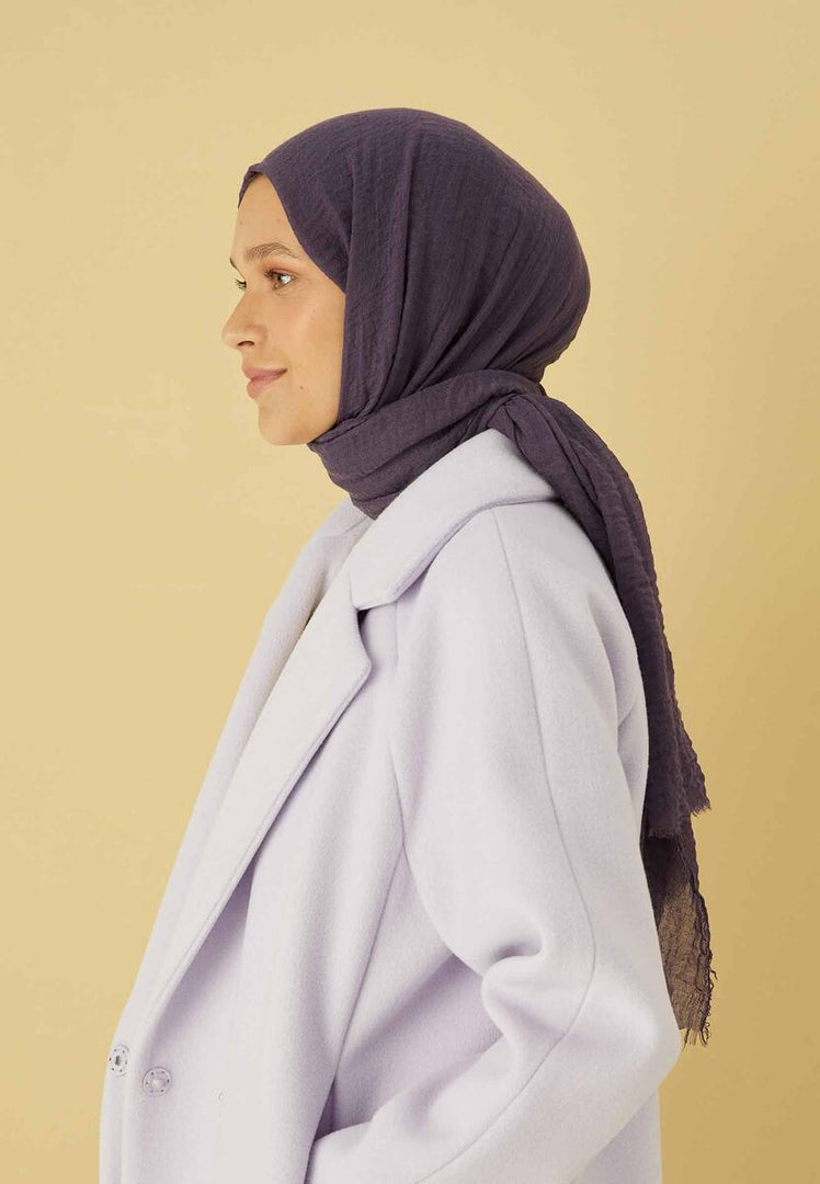 Crinkle Cotton Hijab Purple