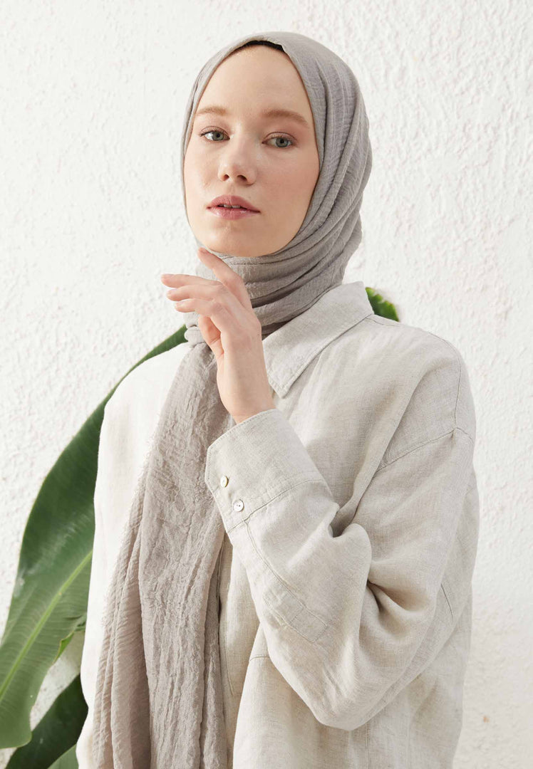 Crinkle Cotton Hijab Silver