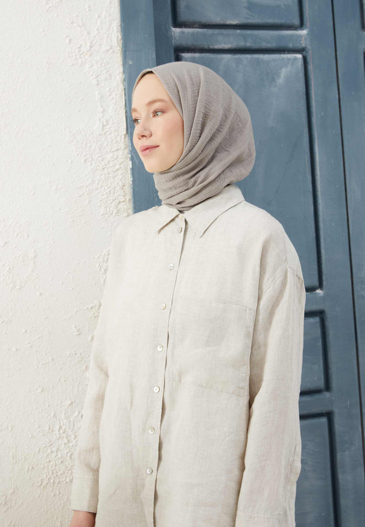 Crinkle Cotton Hijab Silver