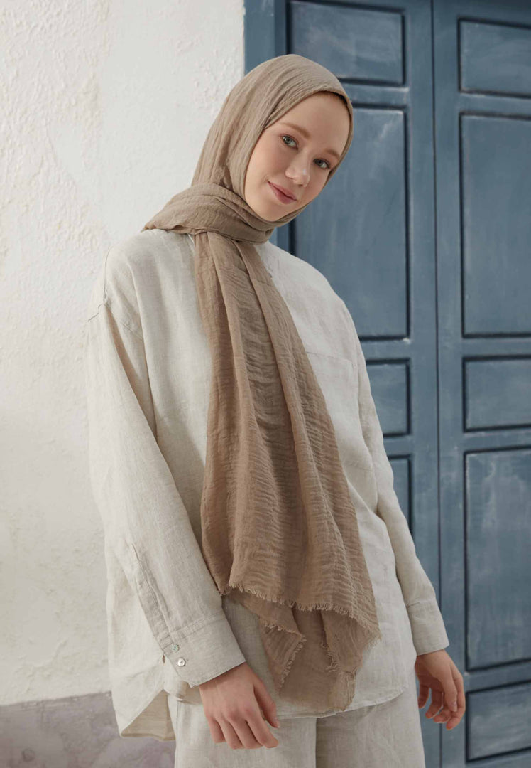 Crinkle Cotton Hijab Stone