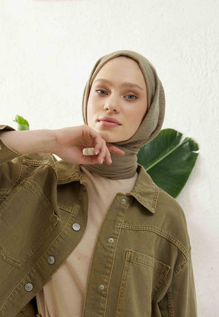 Crinkled Hijab Earth Green