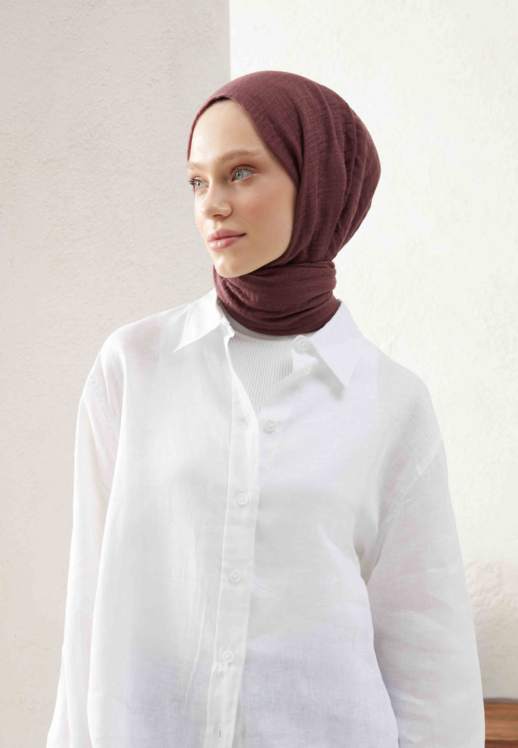 Crinkle Cotton Hijab Plum Rot