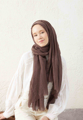 Crinkled Hijab Hazelnut Shell