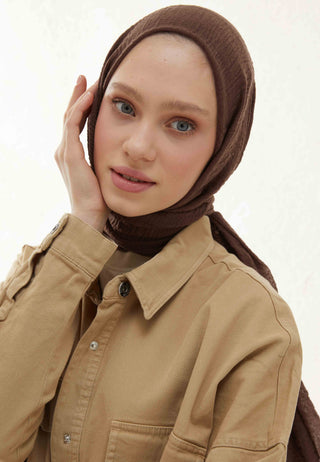 Crinkled Hijab Chocolate Brown