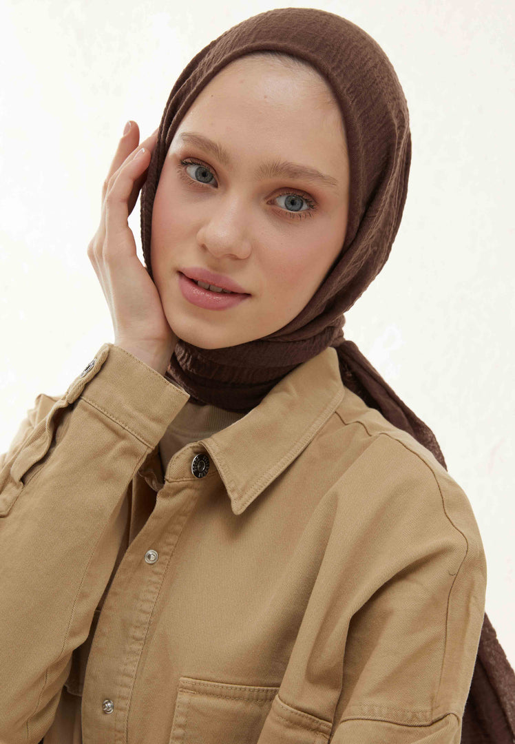Crinkle Cotton Hijab Chocolate Brown