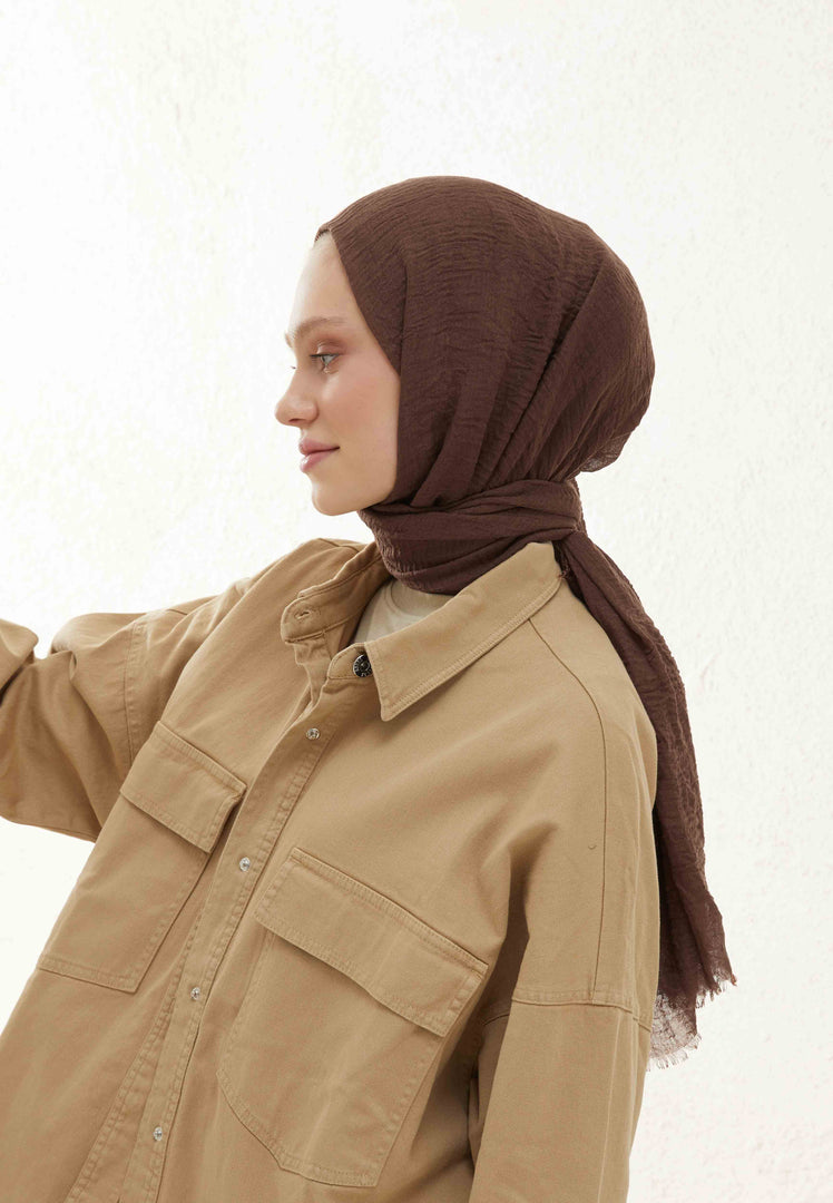 Crinkle Cotton Hijab Chocolate Brown
