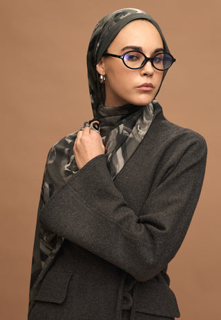 Summer Rose Patterned Rami Hijab Silver