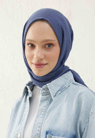 Crinkled Hijab Denim Blue