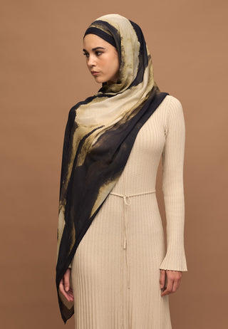 COLOR WAVES DESEN RAMİ ŞAL SİYAH