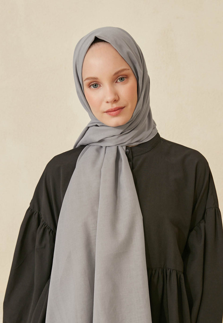 Thin Cotton Voile Hijab Light Grey