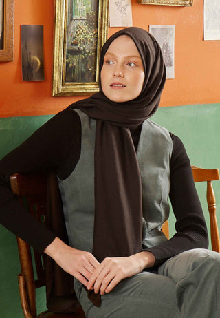 Cotton Crinkle Hijab Deep Brown