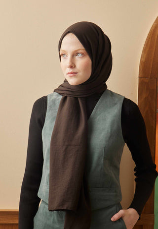 Cotton Crinkle Hijab Deep Brown