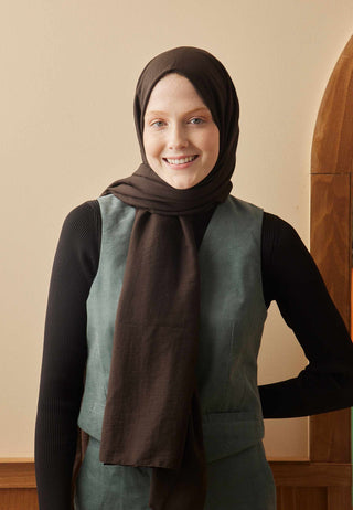 Cotton Crinkle Hijab Deep Brown