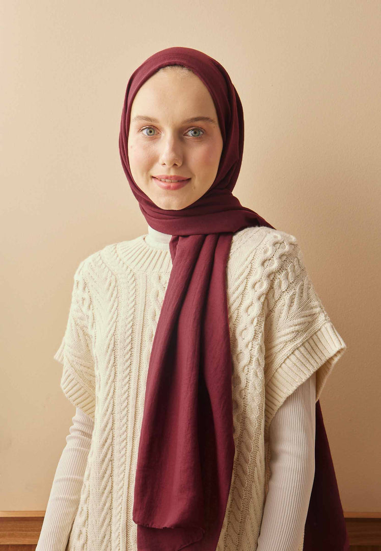Cotton Crash Hijab Burgundy