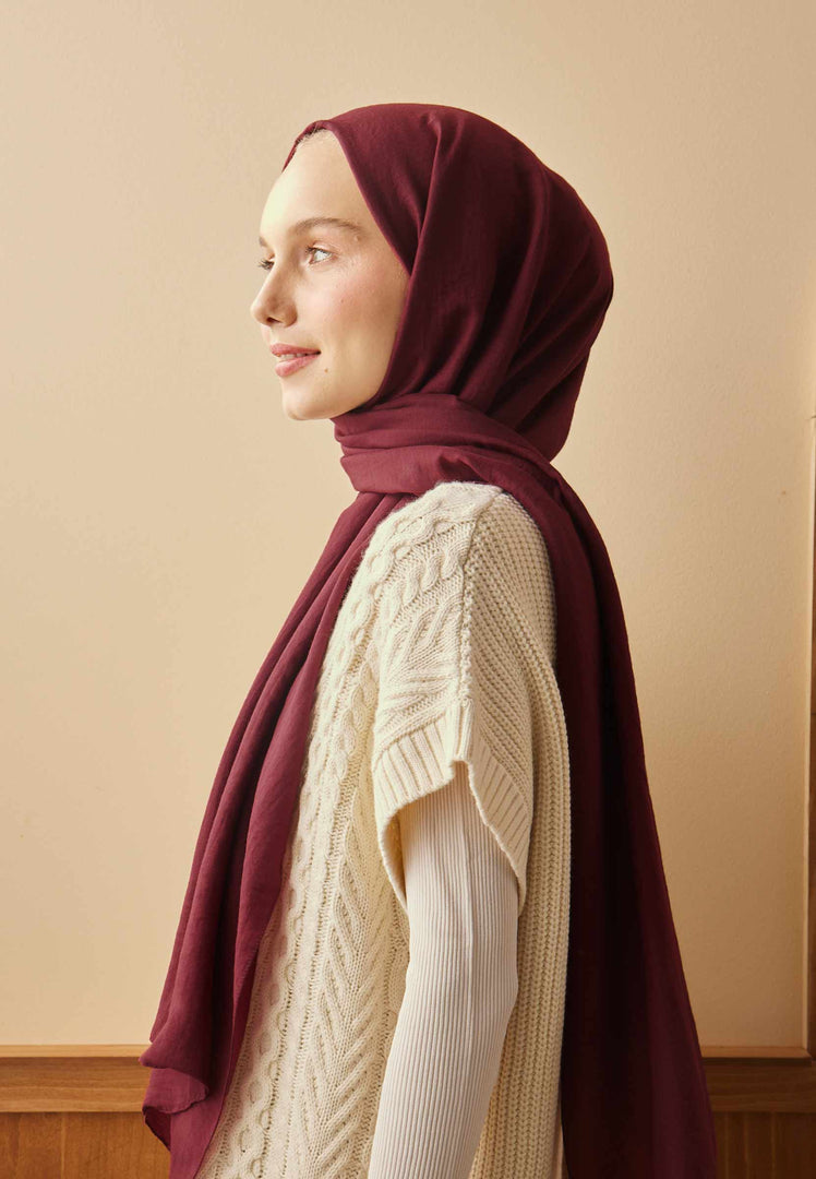 Cotton Crash Hijab Burgundy