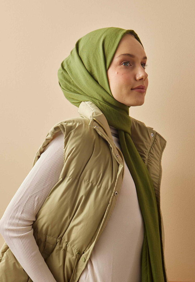 Cotton Crash Hijab Olive Green