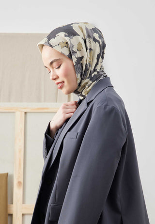 MULTI FLOWER DESEN PAMUK İPEK EŞARP GÜMÜŞ