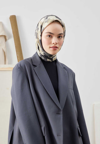 MULTI FLOWER DESEN PAMUK İPEK EŞARP GÜMÜŞ