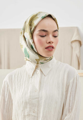 MULTI FLOWER DESEN PAMUK İPEK EŞARP ADAÇAYI